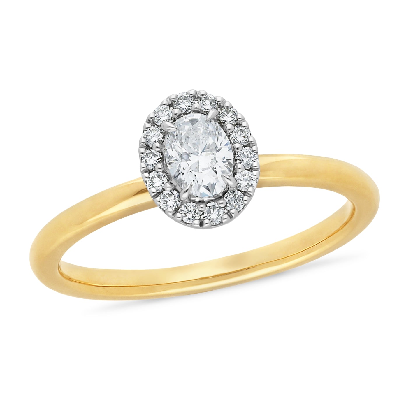 9ct Yellow Gold Oval Diamond Halo Engagement Ring | HENRI POST ...