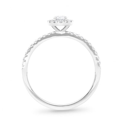 9ct White Gold Oval Diamond Halo Engagement Ring