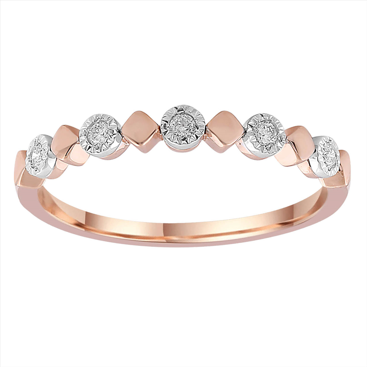 9 Carat Rose Gold Diamond Set Ring