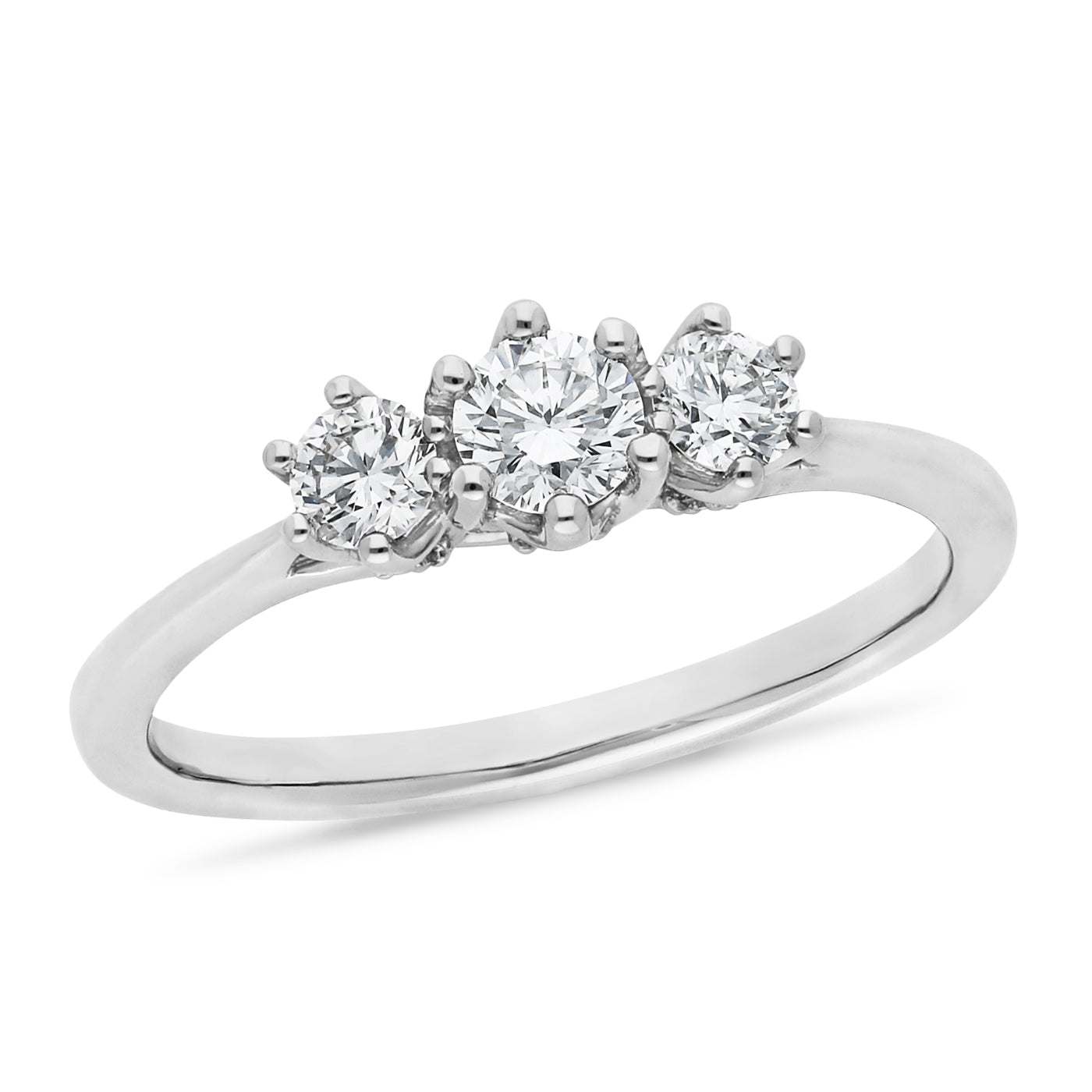 9ct White Gold Three Stone Diamond Ring