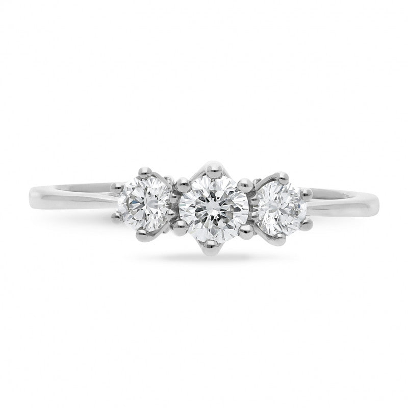 9ct White Gold Three Stone Diamond Ring