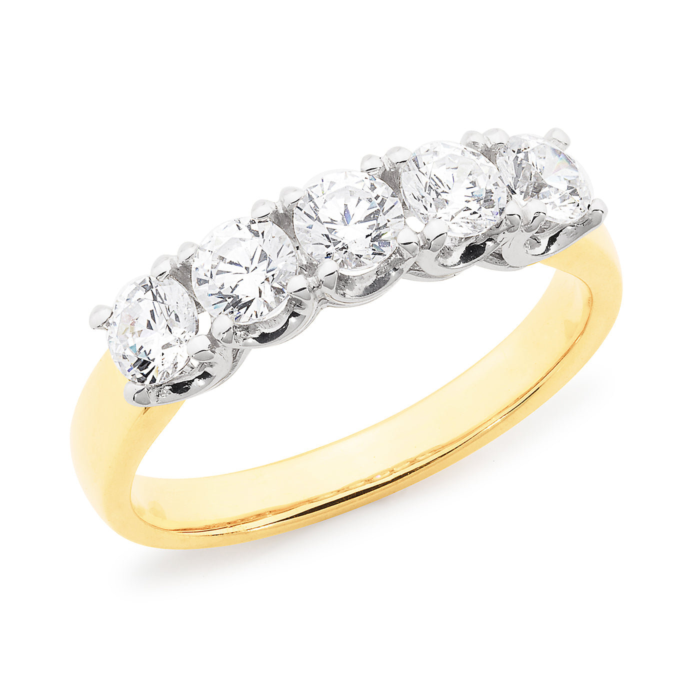 9 Carat Yellow Gold Five Lab Grown Diamond Eternity/Dress Ring