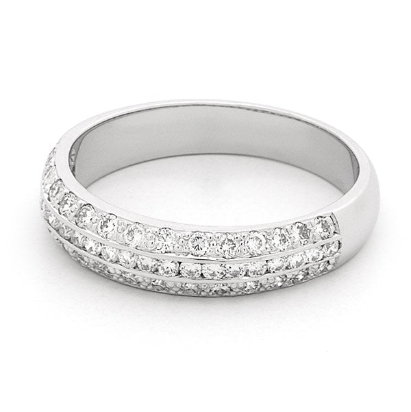 9 Carat White Gold Bead And Channel Set Diamond Dress Ring With 49 Diamonds