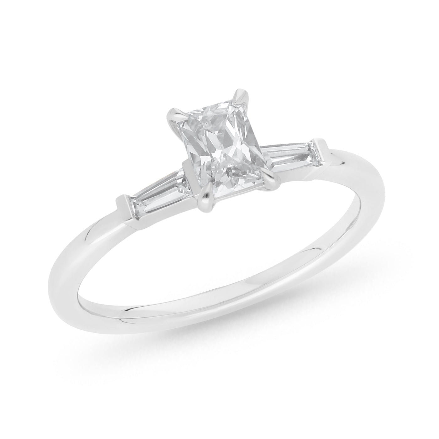 9 Carat White Gold Half Carat Radiant Cut Lab Grown Diamond Engagement Ring