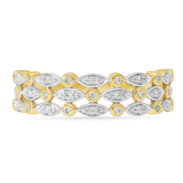 9 Carat Yellow Gold Diamond Set Dress Ring With 33 Diamonds