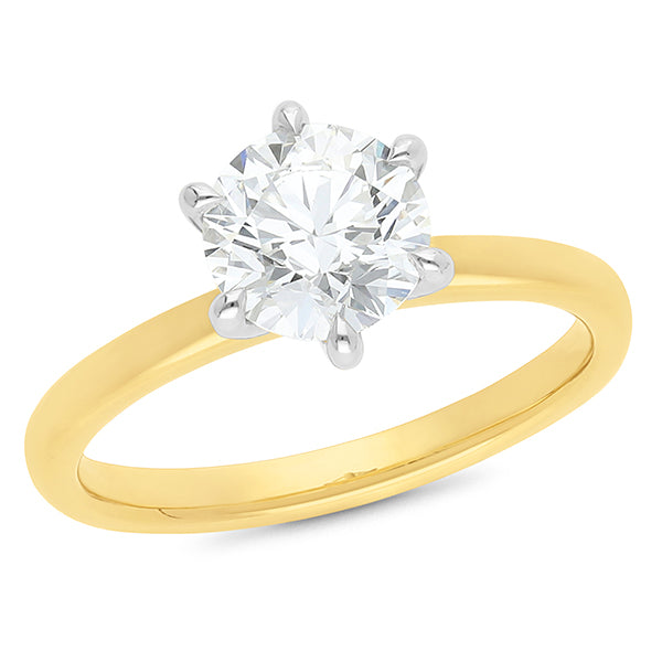 9 carat yellow gold 1.00ct lab grown solitaire diamond engagement ring