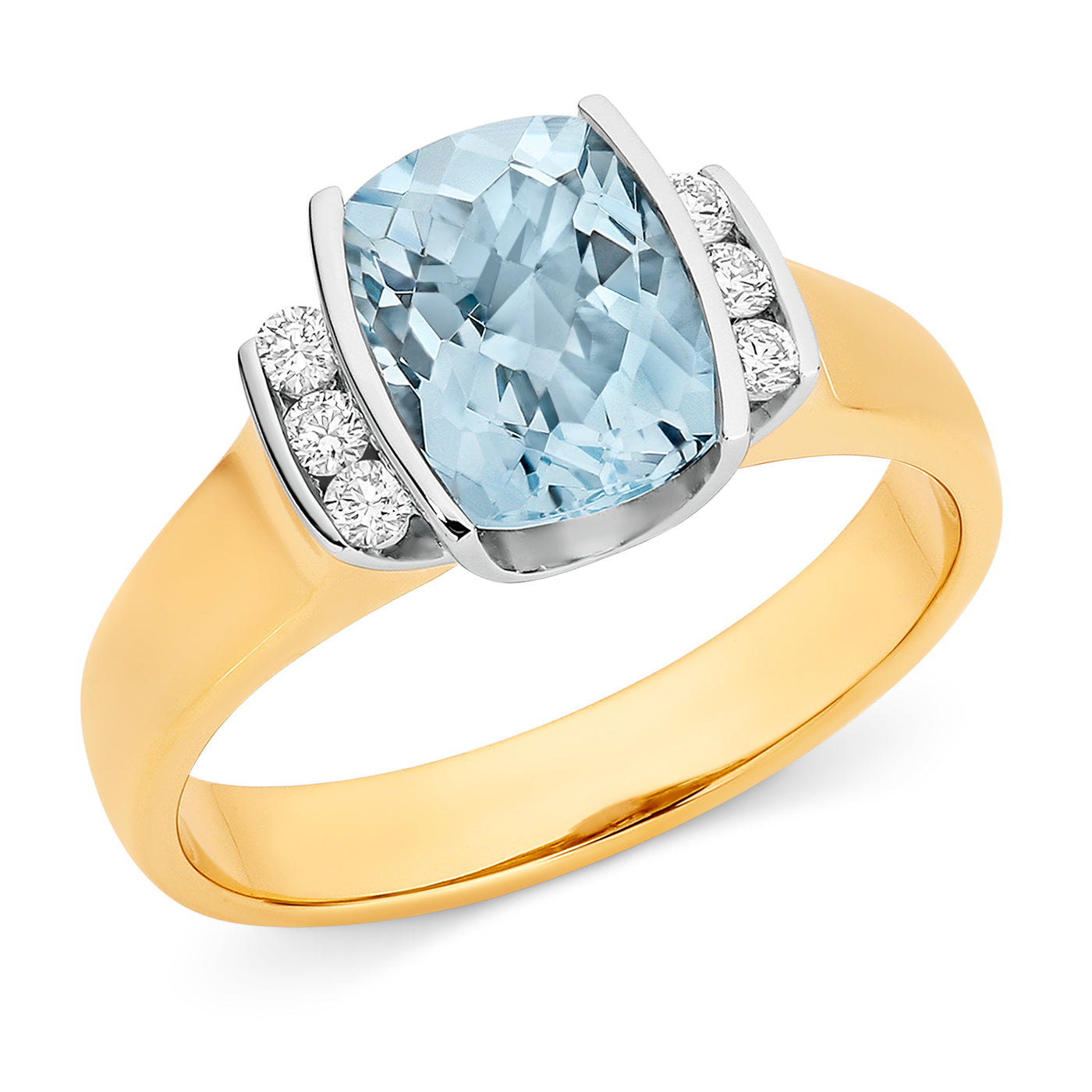 9 carat yellow gold natural aquamarine and diamond dress ring | HENRI POST JEWELLERS Henri Post Jewellers 9 carat yellow gold natural aquamarine and diamond dress ring | HENRI POST JEWELLERS Henri Post Jewellers