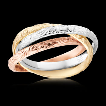 9ct Three Tone Yellow, White, Rose Gold Russian Wedder