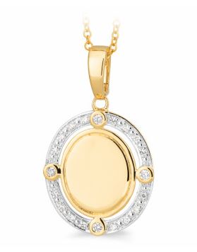 9 Carat Yellow Gold Oval Pendant With Diamond Set Surround