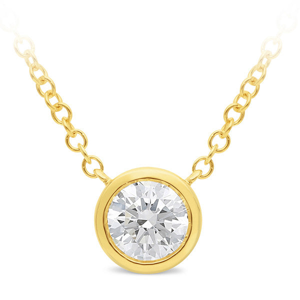 9 Carat Yellow Gold Bezel Set 1/2 Carat Lab Grown Diamond Pendant On 9 Carat Yellow Gold Cable Chain