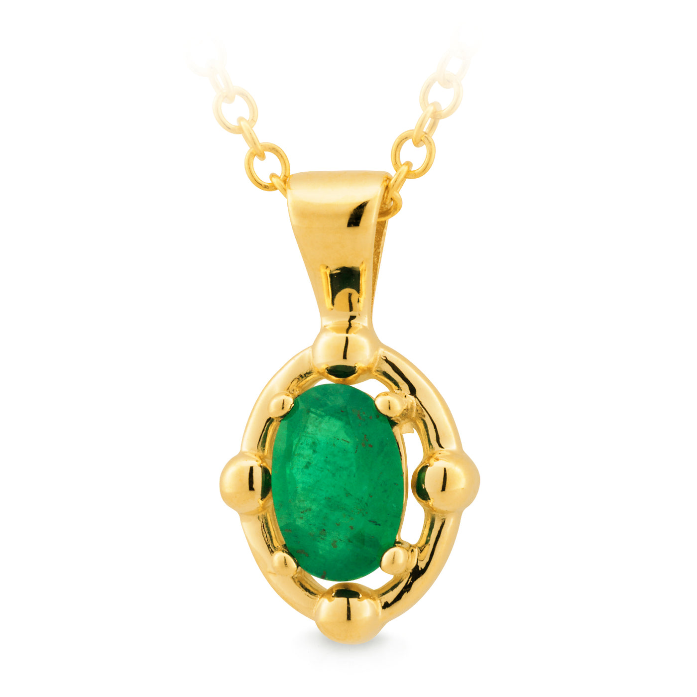 9 Carat Yellow Gold Claw Set 6 X 4mm Oval Natural Emerald Pendant