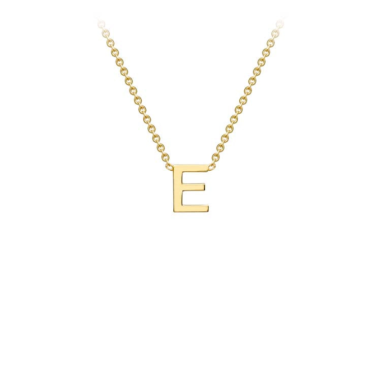 9 carat yellow gold initial "e" pendant with 9 carat yellow gold cable style chain 38+5cm
