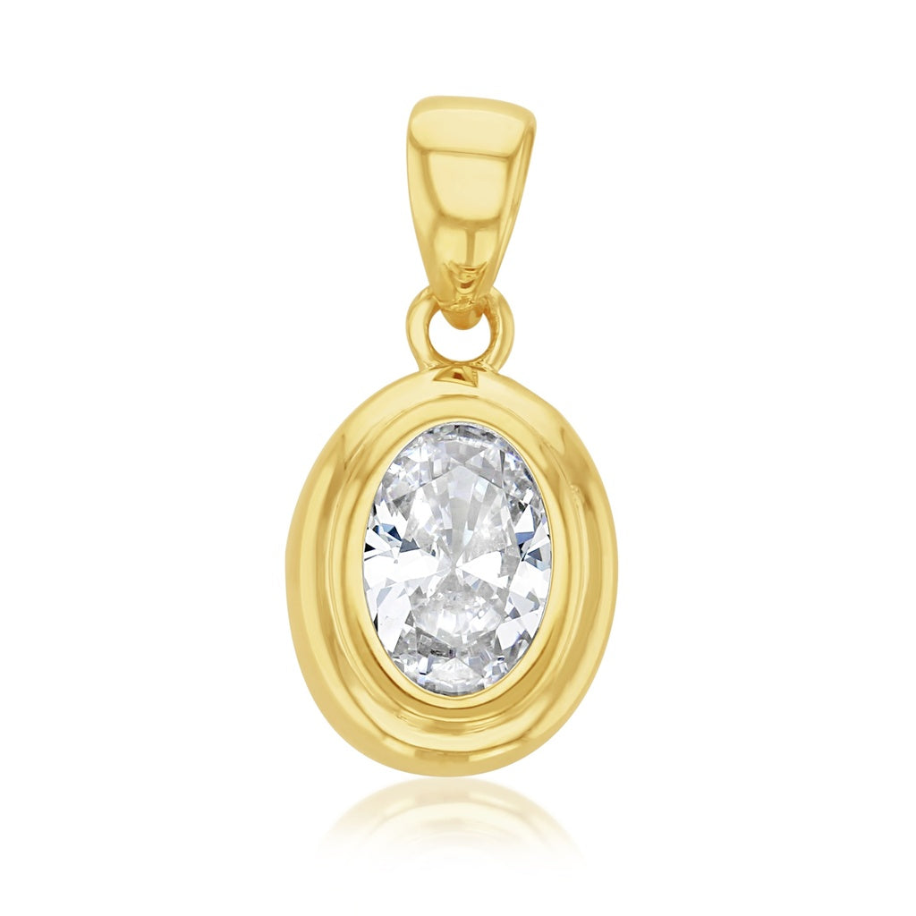 9 carat yellow gold pendant with oval cubic zirconia