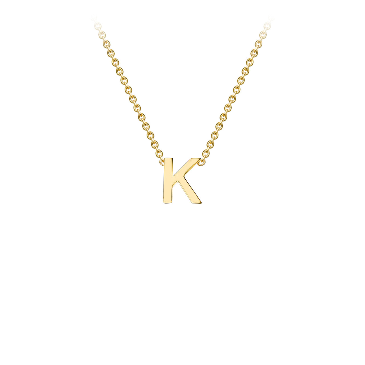 9K Yellow Gold 'K' Initial Adjustable Necklace 38cm-43cm