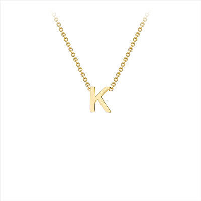 9K Yellow Gold 'K' Initial Adjustable Necklace 38cm-43cm