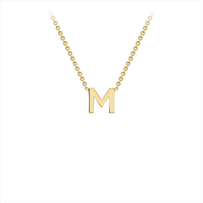 9K Yellow Gold 'M' Initial Adjustable Necklace 38cm-43cm