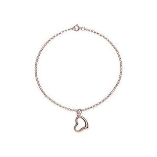 9ct Rose Gold Round Belcher Heart Bracelet