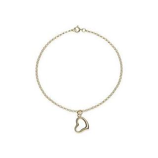 9ct Yellow Gold Fine Round Belcher Heart Bracelet And Bolt Ring Clasp