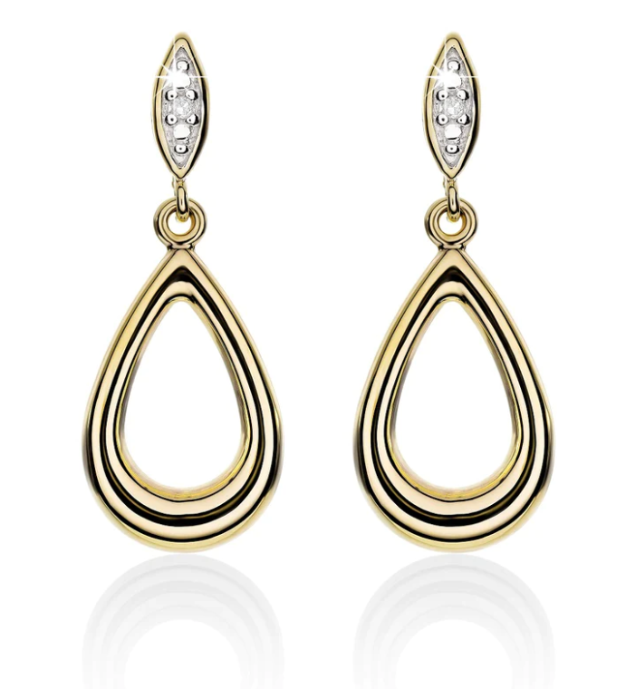 Gemstone Pascoes Jewellery 9ct Diamond Set Polished Teardrop Shape