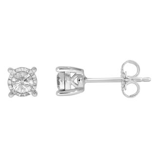 9 Carat White Gold Illusion Set diamond Stud Earrings