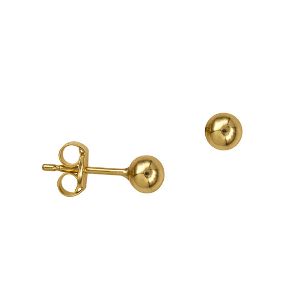 9 Carat Yellow Gold 4mm Heavy Ball Stud Earrings