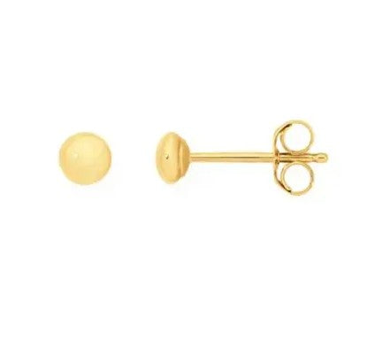 9ct yellow gold 4.5mm flattened ball stud earrings