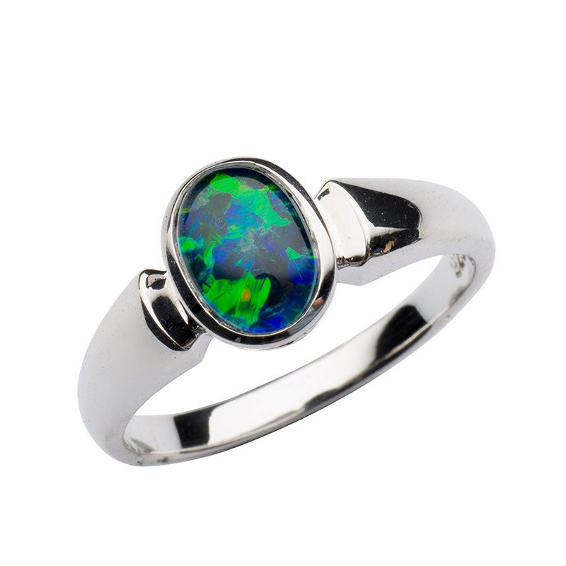 Sterling Silver Oval Opal Ring