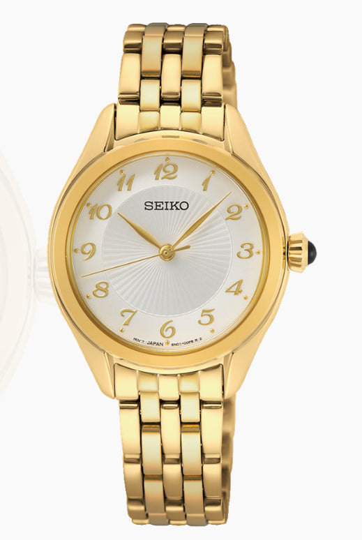 Ladies Gold Plated Stainless Steel 50M Water Resistant SEIKO Watch