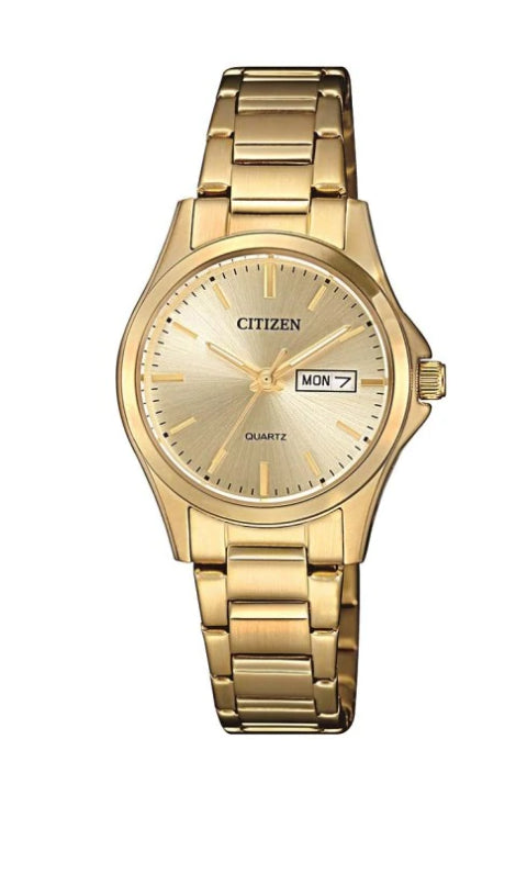 Ladies Gold Plated Citizen Day/Date Quartz Watch