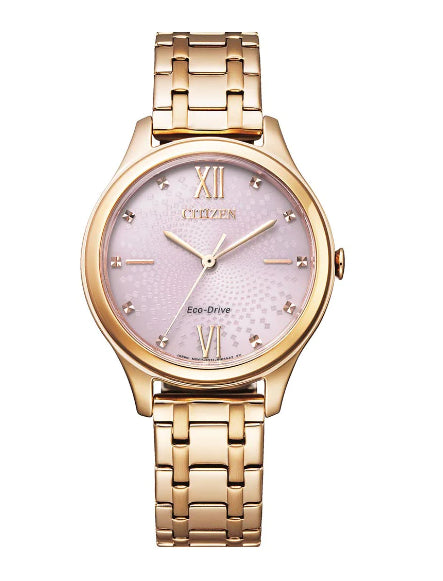Ladies Rose Gold Plated Stainless Steel Citizen Eco-Drive Watch