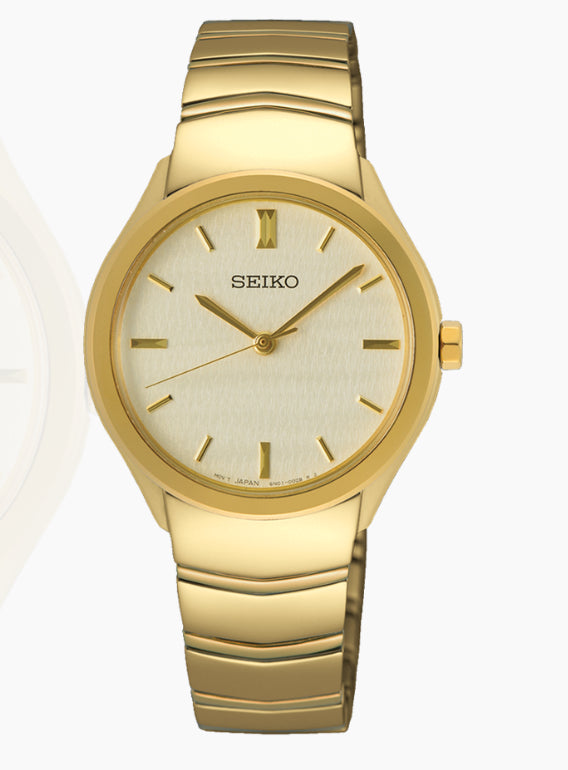Ladies Gold Plated Stainless Steel Seiko Dress Watch