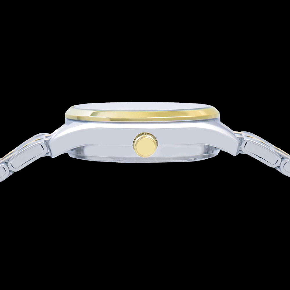Ladies 2 tone stainless steel white dial lorus watch with date - 100m water resistant