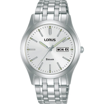 Mens Stainless Steel Lorus Watch With Day And Date 50 Water Resistant