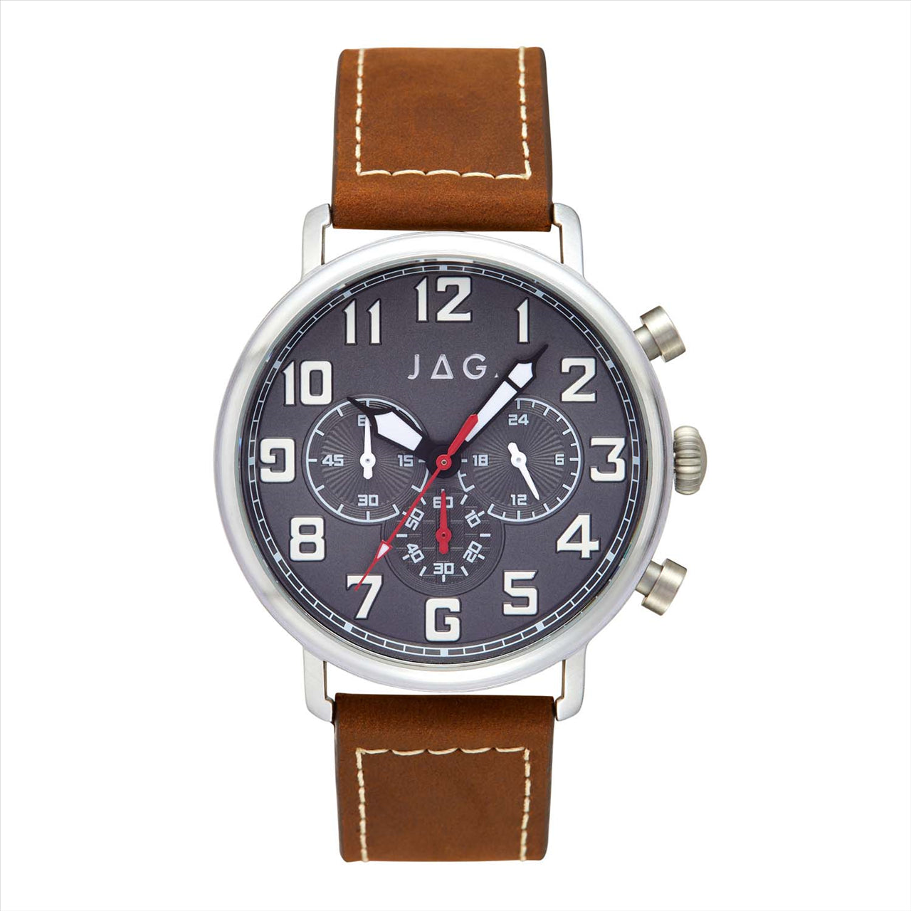 Gents Stainless Steel JAG Watch with Leather Strap