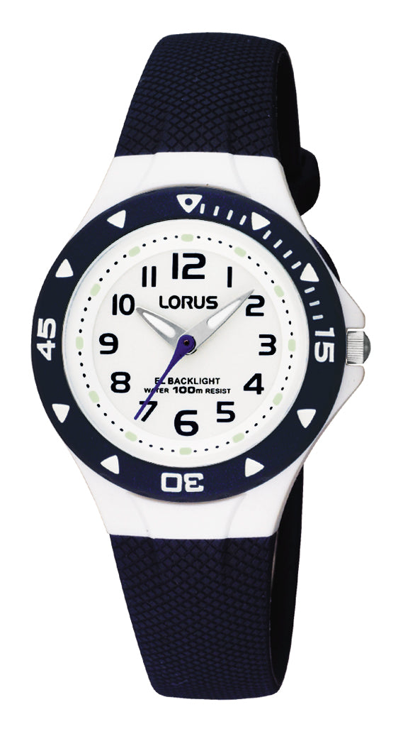 Navy Blue And White Youth Plastic And Stainless Steel LORUS Watch