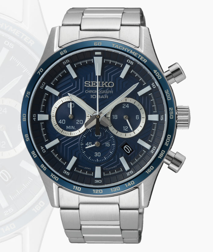 Mens Stainless Steel Seiko 100M Chronograph