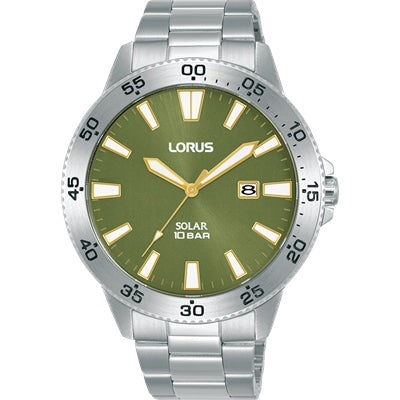 Mens 100M Stainless Steel Solar Lorus Watch