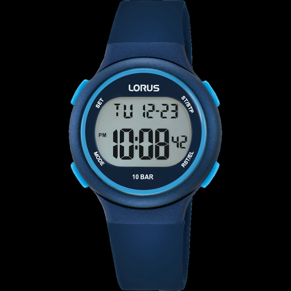 Black Plastic Case Lorus Digital Watch With Alarm, Stopwatch And Perpetual Calendar