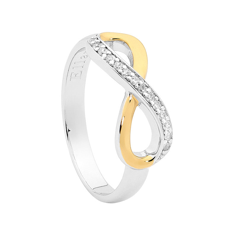 Sterling Silver Half Side White Cubic Zirconia Infinity Ring