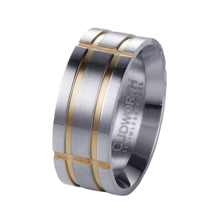 Stainless Steel And IP Gold Plated Men's Ring