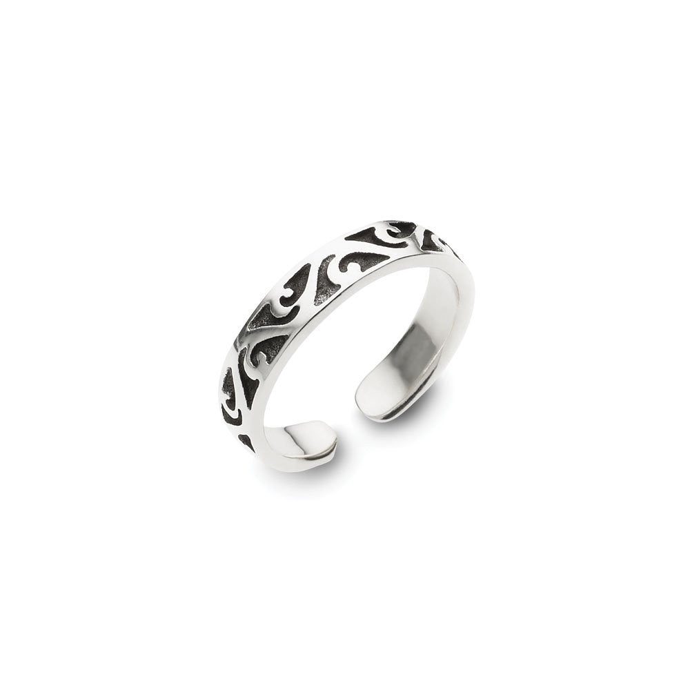 Sterling silver detail band toe ring