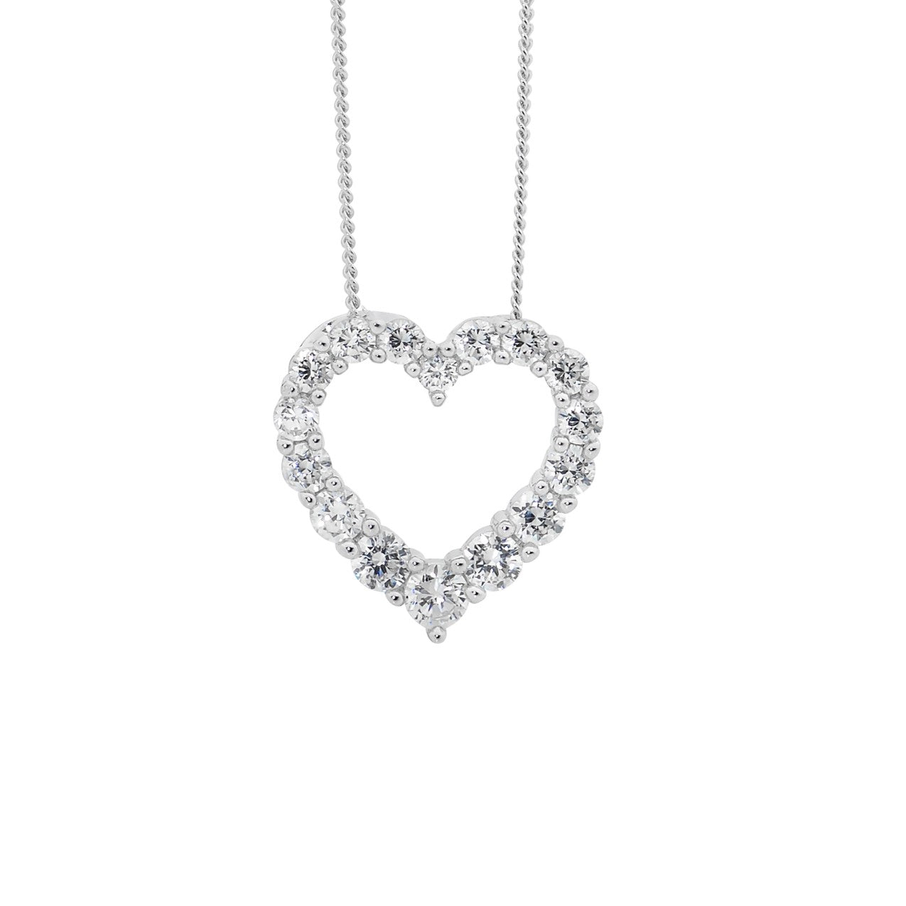 Sterling Silver White Cubic Zirconia Heart Pendant