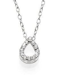 Sterling Silver Cubic Zirconia Claw Set Open Pear Shape Pendant With Sterling Silver Chain