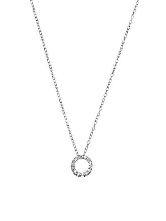 Rose Gold Plated Sterling Silver Cubic Zirconia Circle Necklace