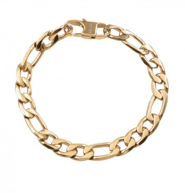 Gold Plated Blaze Stainless Steel 10mm Figaro Link Bracelet