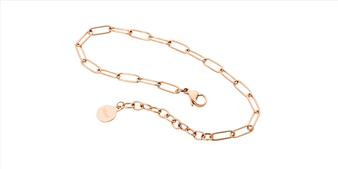 Rose Gold Plated Stainless Steel Paperclip Chain Bracelet