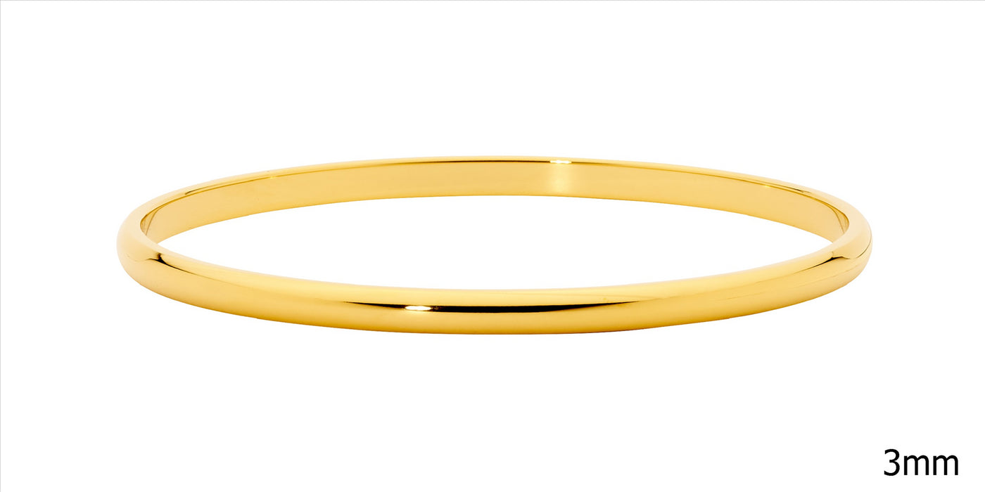 Stainless Steel Gold Ip Plated 3mm Wide Bangle