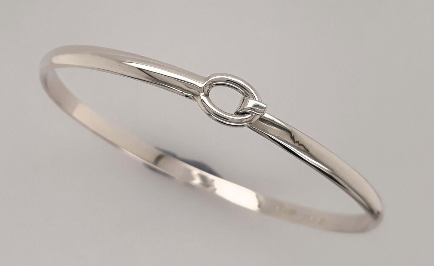 Sterling Silver Surf Bangle With Hook Clasp