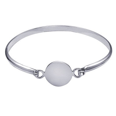Sterling silver bangle with 16mm round engraving plate