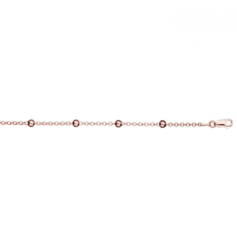 Rose Gold Plated Sterling Silver Fancy Cable Chain With Beads